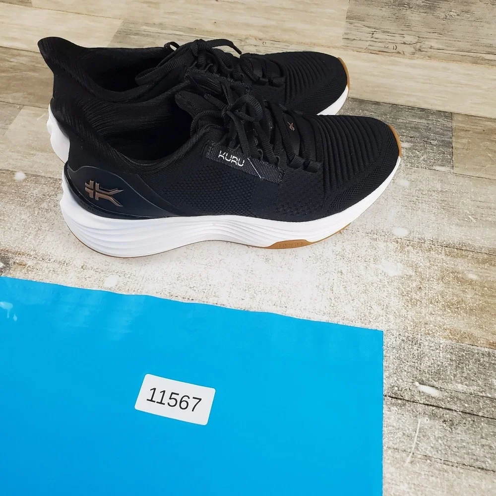 Kuru‎ Atom 2 Womens Shoes Sz 8.5 W Running Jet Black Desert Tan Lace Up Sneakers